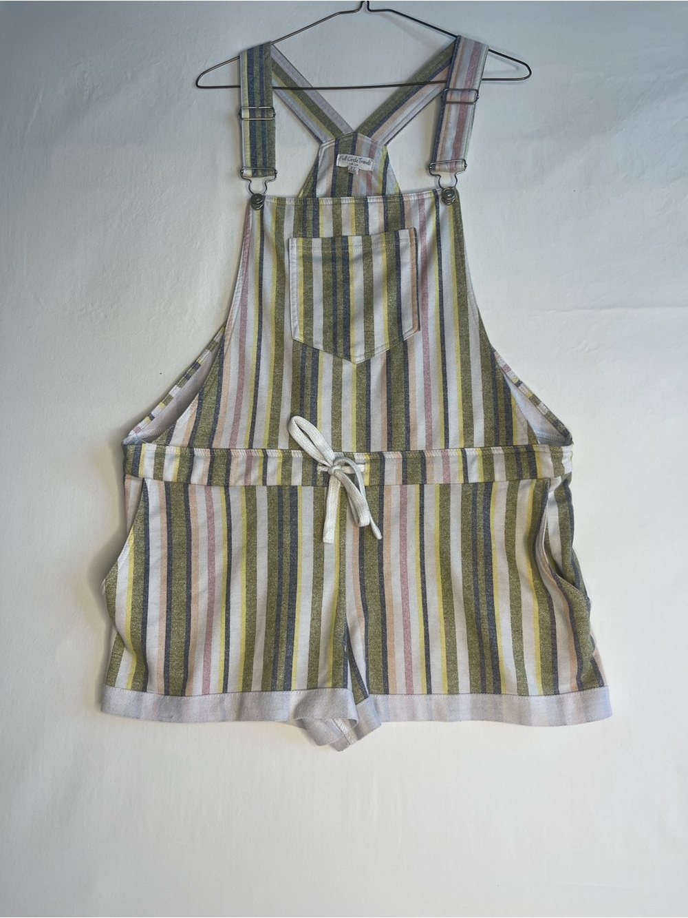 Striped Multicolor Linen-Blend Short Overalls